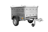 Remorque un essieu 150x106 UNITRAILER GARDEN 150 KIPP avec côtés, ridelles supplementaires et capot en aluminium