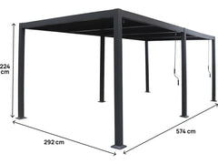 Pergola bioclimatique "Windsor" en aluminium - 3 x 6 m - Gris