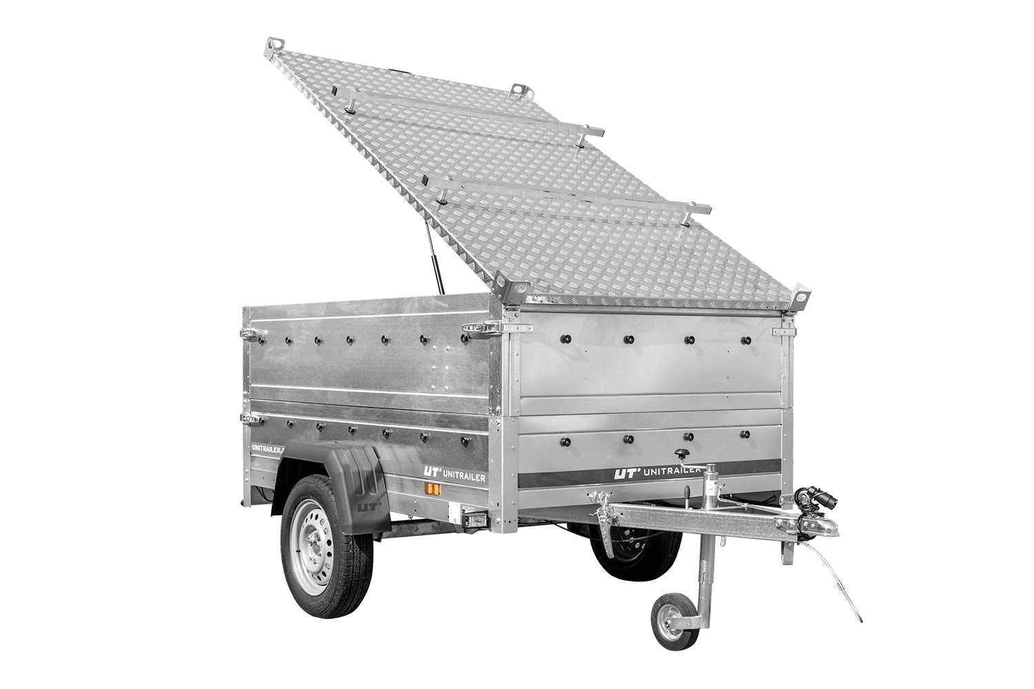 Remorque légère 200x125 UNITRAILER GARDEN 201 KIPP avec côtés BIS et couverture en aluminium