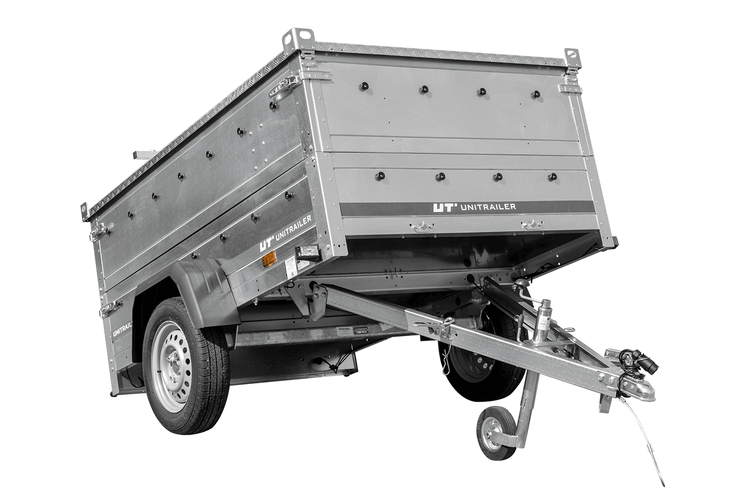 Remorque légère 200x125 UNITRAILER GARDEN 201 KIPP avec côtés BIS et couverture en aluminium