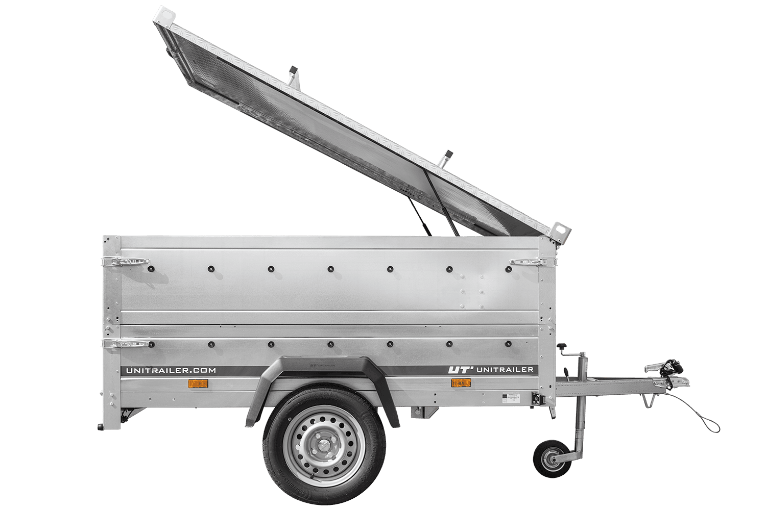 Remorque légère 200x125 UNITRAILER GARDEN 201 KIPP avec côtés BIS et couverture en aluminium