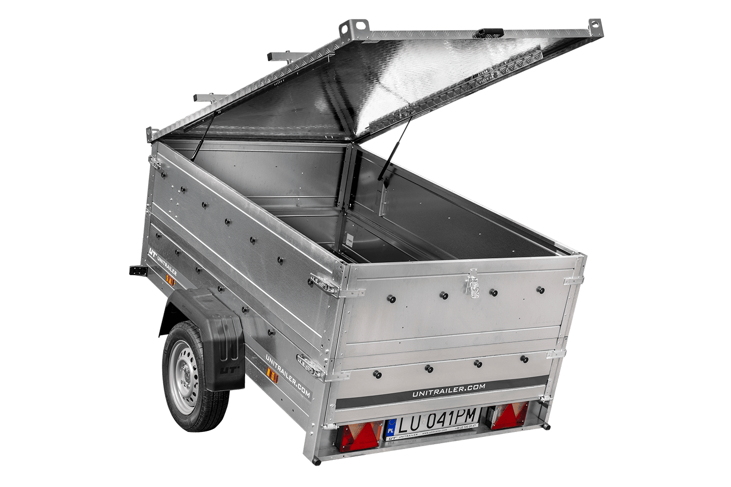Remorque légère 200x125 UNITRAILER GARDEN 201 KIPP avec côtés BIS et couverture en aluminium