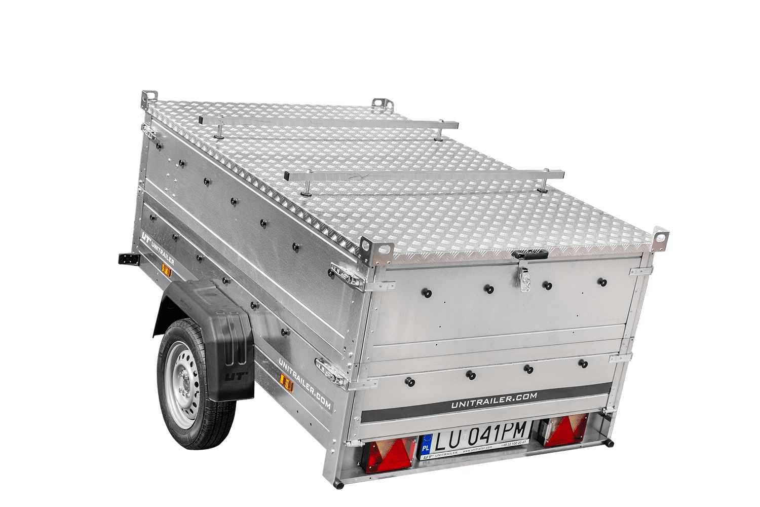 Remorque légère 200x125 UNITRAILER GARDEN 201 KIPP avec côtés BIS et couverture en aluminium