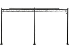 Pergola tonnelle adossée en métal - 3 x 4 m - Gris